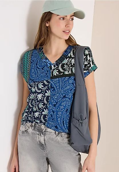 CECIL T-Shirt mit V-Neck und Patchwork-Print günstig online kaufen
