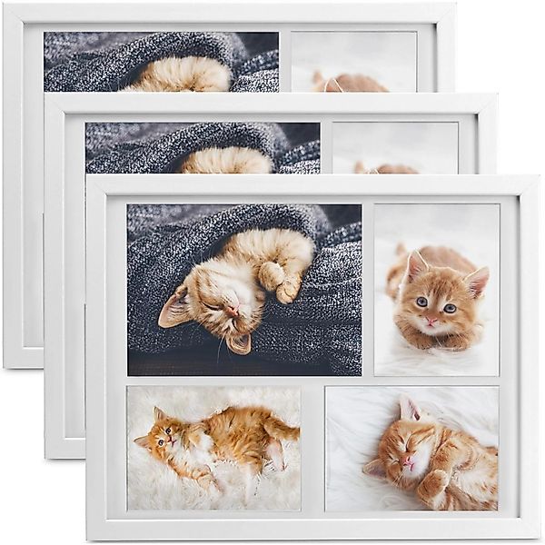 Bomoe Galeria Bilderrahmen 4 Bilder 15x21cm + 10x15cm Weiß 3tlg günstig online kaufen
