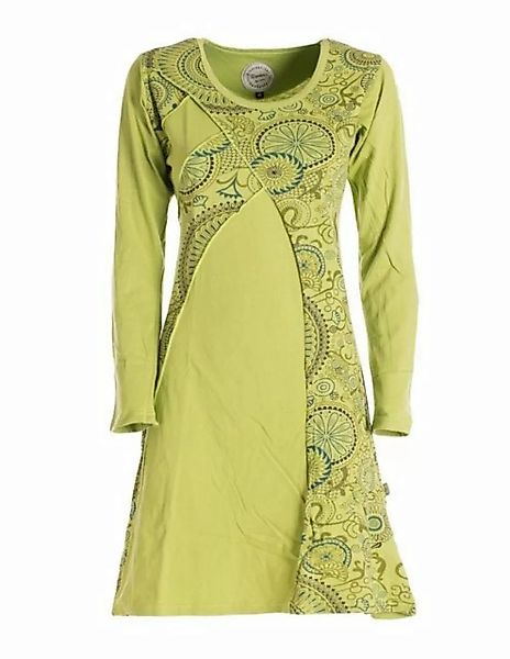 Vishes Jerseykleid Damen Mandala Kleid Blumenkleid Langarm Rundhals Baumwol günstig online kaufen