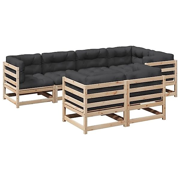 vidaXL 7-Tlg Garten-Sofagarnitur mit Kissen Massivholz Kiefer 3299493 günstig online kaufen