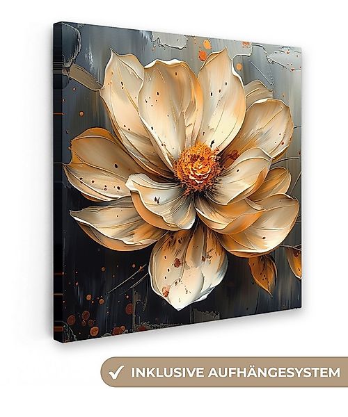 OneMillionCanvasses® Leinwandbild Blumen - Gold - Kunst - Schwarz - Modern, günstig online kaufen