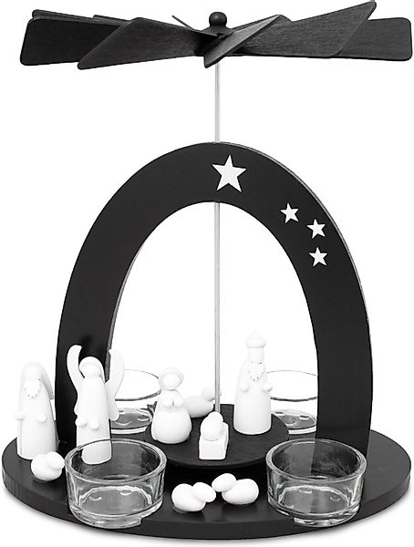 BRUBAKER Weihnachtspyramide Teelicht Holzpyramide Maria, Josef günstig online kaufen