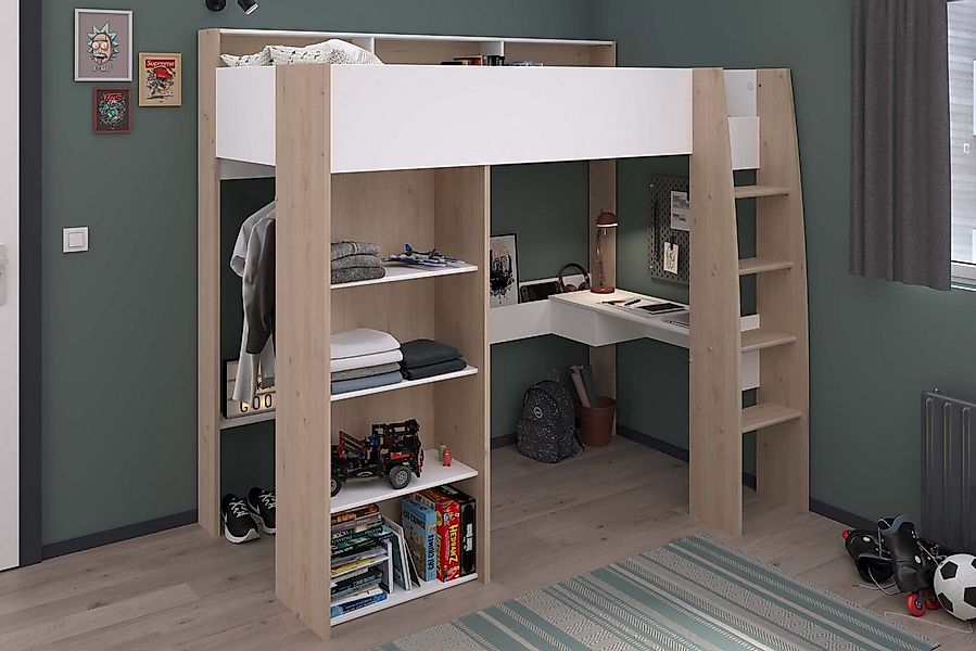 Parisot Hochbett "Shelter 11" 1 Stk. tlg. integrierter Schreibtisch, Leiter günstig online kaufen