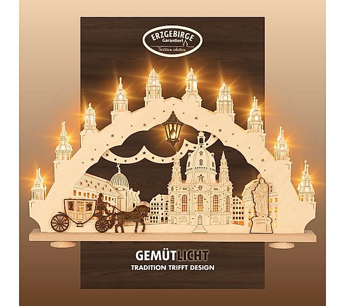 Weigla LED Schwibbogen Dresdner Frauenkirche, Holz Lichterbogen, NATUR-BRAU günstig online kaufen