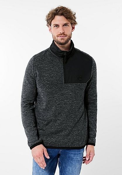 STREET ONE MEN Stehkragenpullover mit Materialmix günstig online kaufen