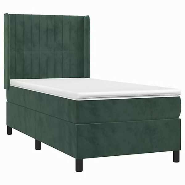 vidaXL Bett Boxspringbett mit Matratze Dunkelgrün 100x200 cm Samt günstig online kaufen