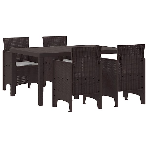vidaXL 5-Teiliges Garten Essset mit Kissen in Braun Poly Rattan 3378699 günstig online kaufen