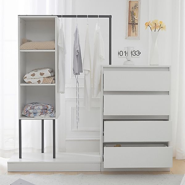 Flieks Garderoben-Set Kleiderschrank mit 4 Schubladen günstig online kaufen