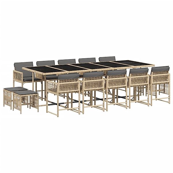 vidaXL 15-Tlg Garten-Essgruppe mit Kissen Beigemischung Poly Rattan 3211536 günstig online kaufen