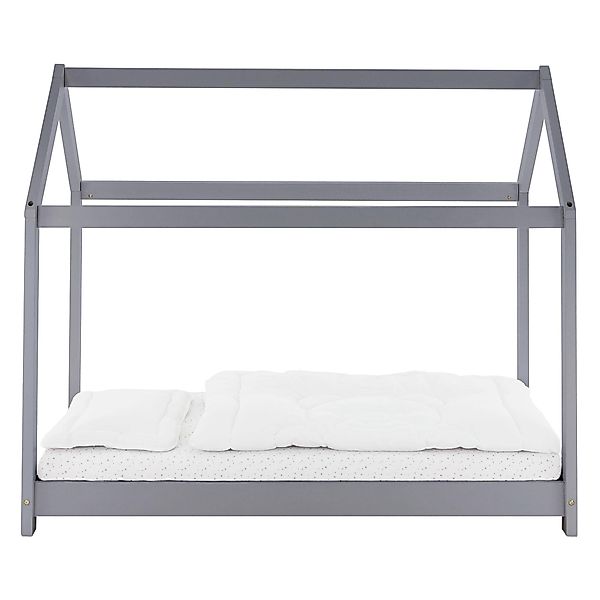 ML-Design Kinderbett 70x140cm Hellgrau mit Matratze Dach und Lattenrost Hau günstig online kaufen