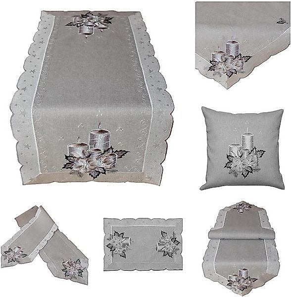texpot Tischdecke Tischläufer Stickerei Kerzen Winter Weihnachten (1-tlg) günstig online kaufen