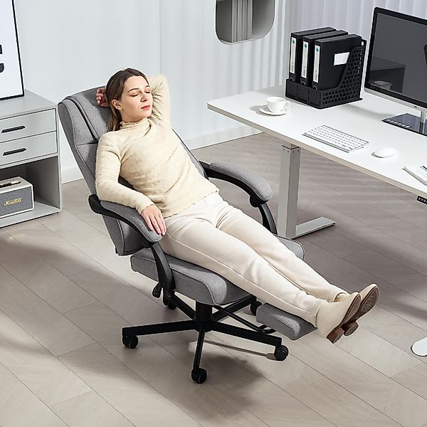 HOMCOM Schreibtischstuhl mit Massagefunktion, Liegefunktion, Fußstütze günstig online kaufen
