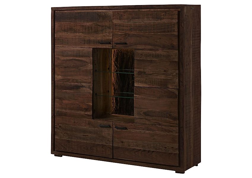Massivmoebel24 Highboard (Highboard Akazie 145x40x153 dunkelbraun günstig online kaufen