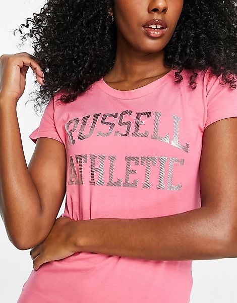 Russell Athletic – T-Shirt in Rosa mit Logo günstig online kaufen