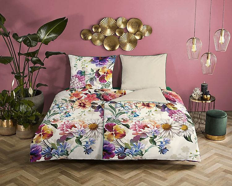 Descanso Wendebettwäsche "Novara" 2 tlg. Baumwolle, Satin, 135x200, Biese, günstig online kaufen