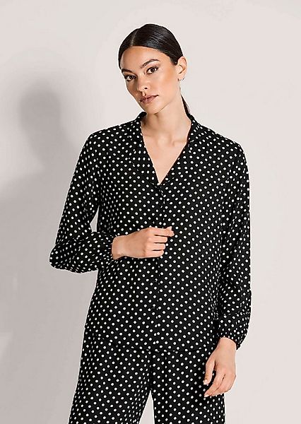 MADELEINE Langarmbluse Blusenshirt mit Tupfen-Design Sommerbluse mit Revers günstig online kaufen