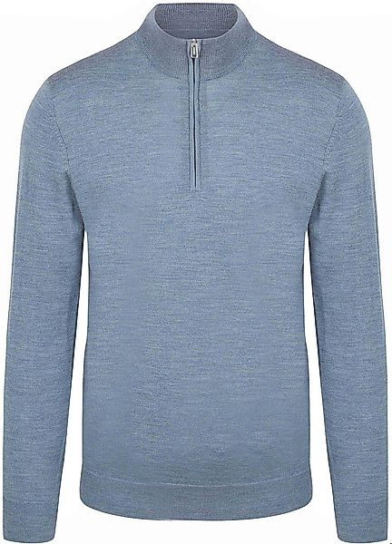 Profuomo Half Zip Pullover Merinowolle Melange Blau - Größe XXL günstig online kaufen