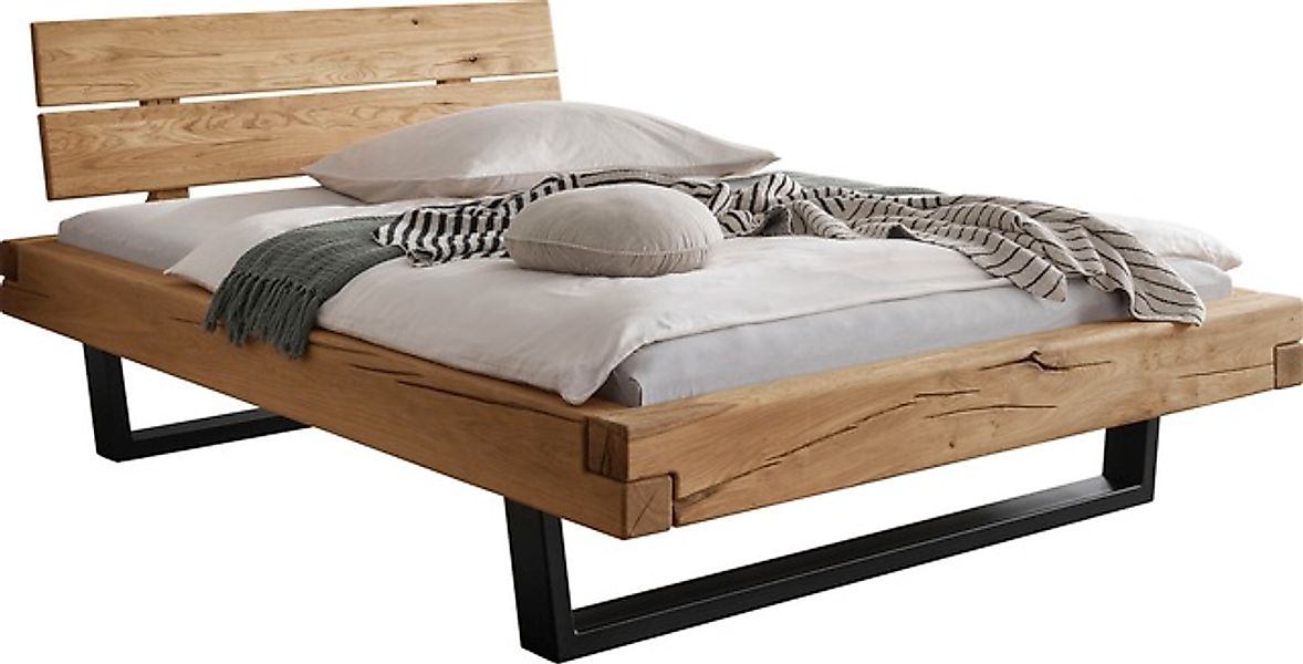 Home affaire Massivholzbett »Ultima Balkenbett Doppelbett, Füße Metallkufe« günstig online kaufen
