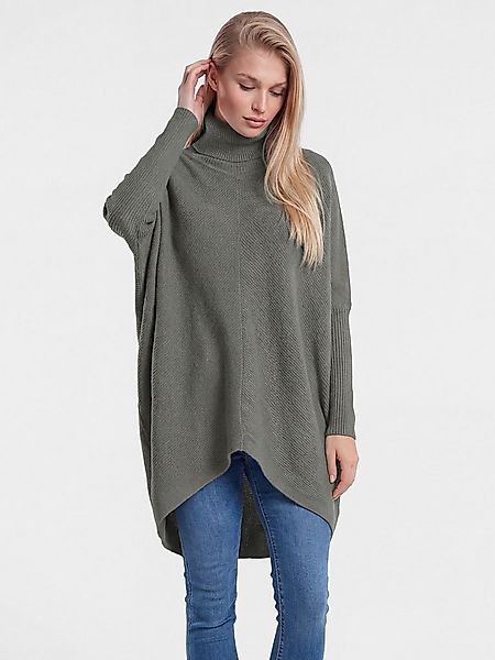 PEKIVESSA Longpullover Oversized langer Rollkragenpullover Damen Fledermaus günstig online kaufen