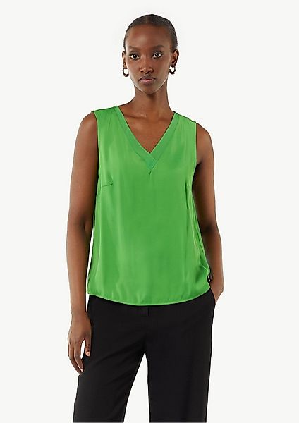 comma Blusentop Bluse Satin-Top mit Chiffon-Ausschnitt günstig online kaufen