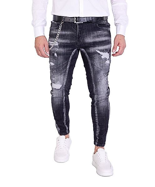 Denim Distriqt Skinny-fit-Jeans Destroyed Herren Jeans Skinny Fit Schwarz günstig online kaufen