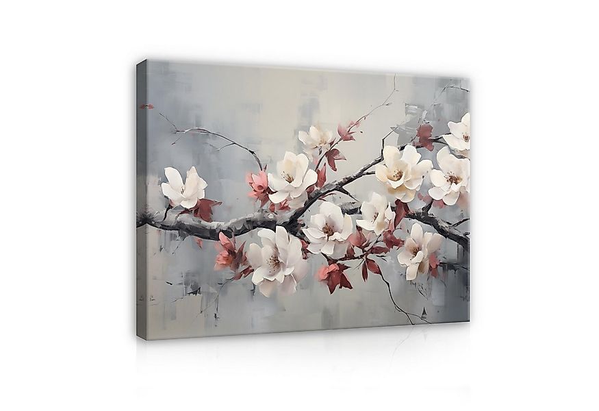 Wallarena Leinwandbild Blumen Art Gemalt Grau Wandbilder XXL Wand Deko Bild günstig online kaufen