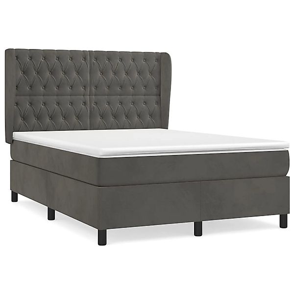 vidaXL Boxspringbett mit Matratze Dunkelgrau 140x200 cm Samt1469811 günstig online kaufen