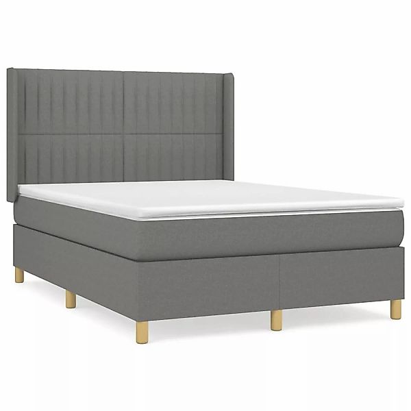 Vidaxl Boxspringbett Mit Matratze Dunkelgrau 140x200 Cm Stoff günstig online kaufen