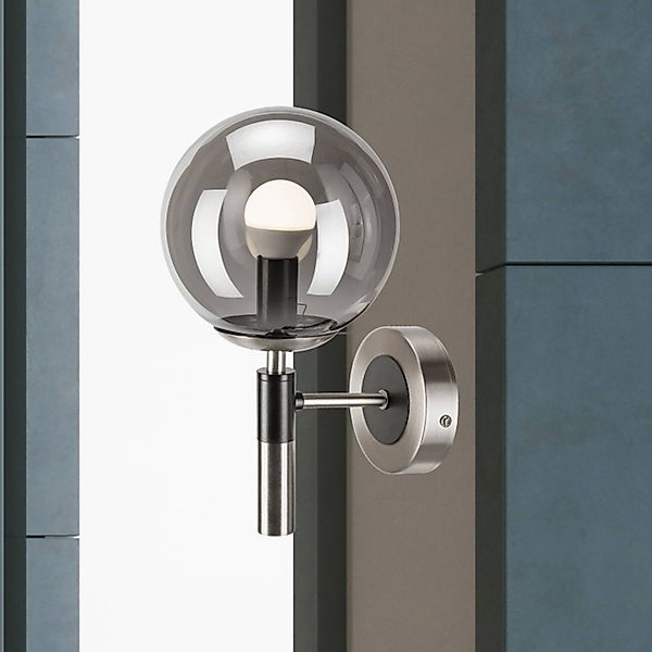 Wandleuchte Rollo, Ø 15 cm, rauchgrau, Glas/Metall günstig online kaufen