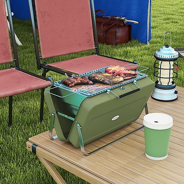 Outsunny Tischgrill Holzkohlegrill mit Kohleschale Grillrost und Griff für günstig online kaufen