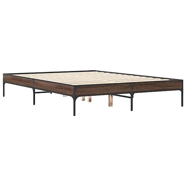 vidaXL Bettgestell Braun Eichen-Optik 120x200 cm Holzwerkstoff Metall 84502 günstig online kaufen