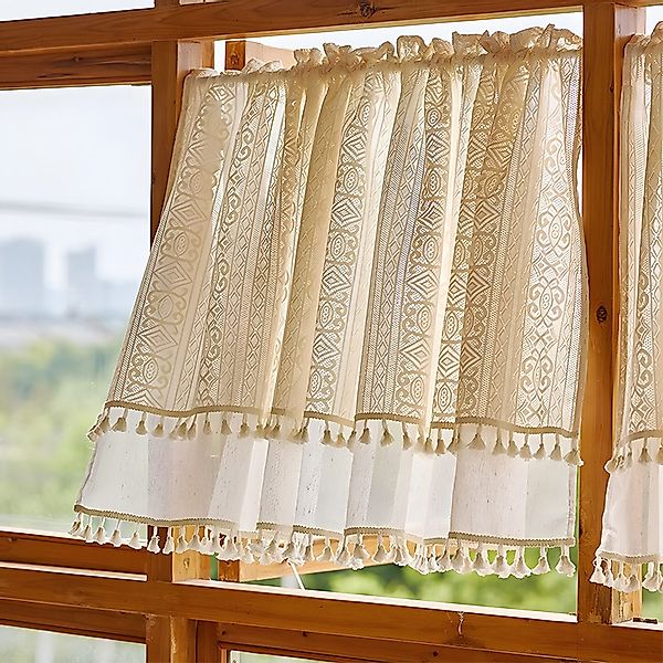 Sunicol Scheibengardine Vintage Quasten Boho gardinen günstig online kaufen