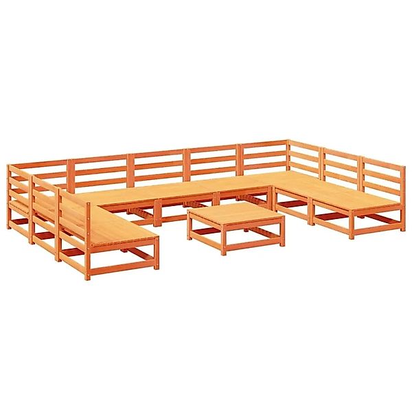 vidaXL 10-Tlg Garten-Sofagarnitur Wachsbraun Massivholz Kiefer 3299593 günstig online kaufen