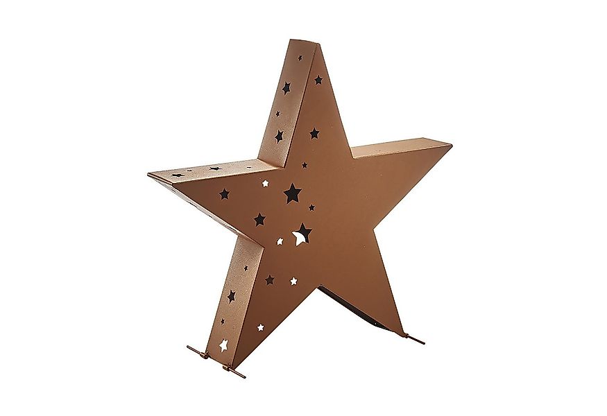 Kobolo Kerzenlaterne Windlicht Deko Stern STAR - Metall Rostoptik, Winterde günstig online kaufen