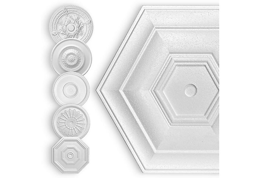 Hexim Wanddekoobjekt Sechseck 40cm (HEXIM Stuckrosette aus EPS Styropor wei günstig online kaufen