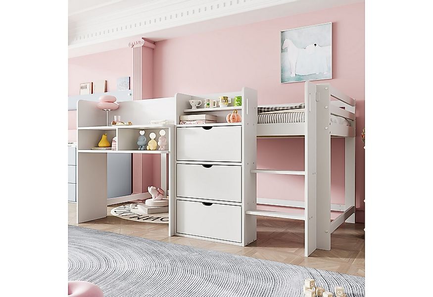 Merax Hochbett 90x200cm Halbhohes Jugendbett, Kieferholz (1-St) Kinderbett günstig online kaufen