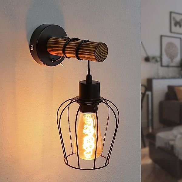 ZMH Wandleuchte Retro Wandleuchte Holz Innen günstig online kaufen