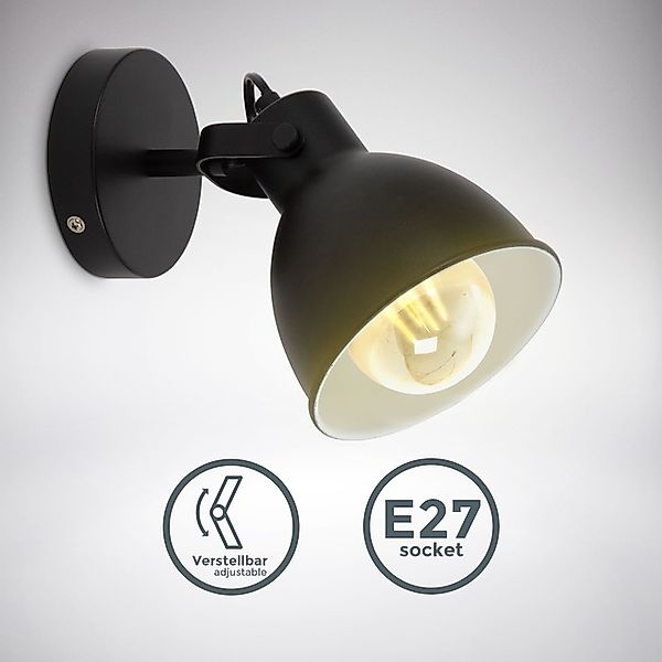 B.K.Licht Wandleuchte »Design-Spotleuchte, Metall, Schwarz, E27-Fassung«, 1 günstig online kaufen