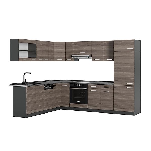 Vicco R-Line Eckküche Edelgrau/Anthrazit 227 x 287 cm AP Anthrazit ohne E-G günstig online kaufen