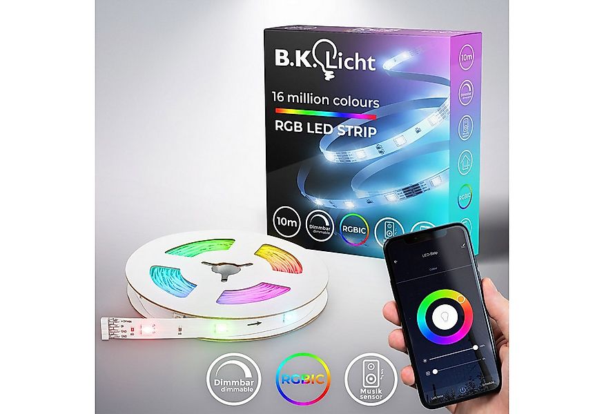 B.K.Licht LED-Streifen 5 meter Magic RGB Band 22W Musiksensor selbstklebend günstig online kaufen