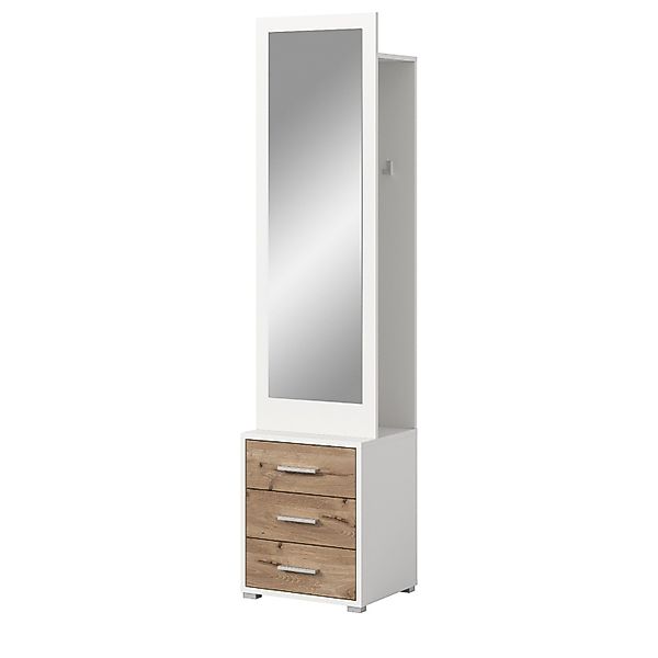 Inn.Furn Kompaktgarderobe in Weiß und Eiche 45 x 190 cm Pallas günstig online kaufen