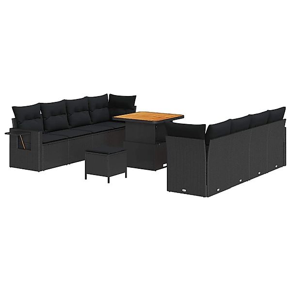 vidaXL Gartensofa-set mit Kissen 11-Tlg Schwarz Poly-Rattan 3363664 günstig online kaufen
