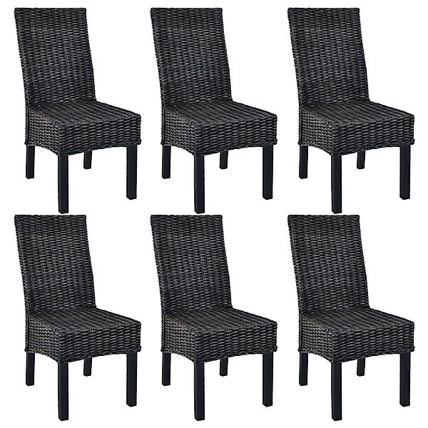 vidaXL Esszimmerstühle 6 Stk Schwarz Kubu Rattan und Mangoholz 275470 günstig online kaufen