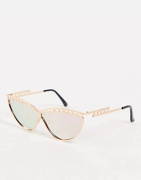 Jeepers Peepers – Sonnenbrille mit schmalem Design und Rahmendetail-Goldfar günstig online kaufen
