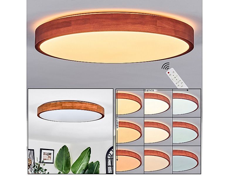 hofstein Deckenleuchte Deckenlampe aus Holz/Kunststoff in Naturfarben/Weiß, günstig online kaufen