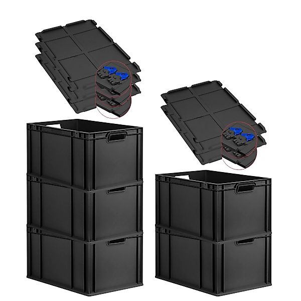 PROREGAL SuperSparSet 5x Eurobox Nextgen Grip Mit Scharnierdeckel Und Blaue günstig online kaufen
