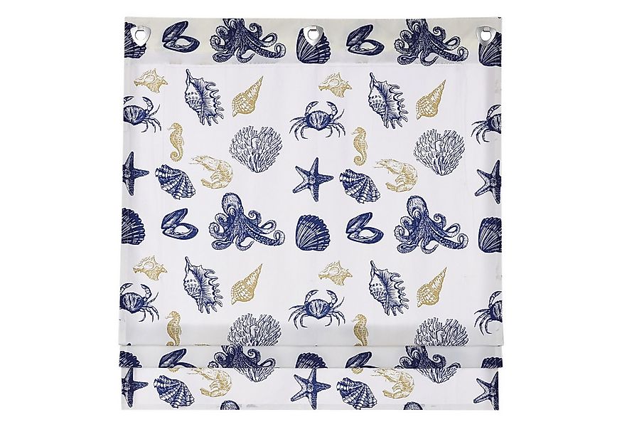 Joyswahl Raffrollo, mit Schlaufen, ohne Bohren, Ösenrollo mit Muscheln Druc günstig online kaufen