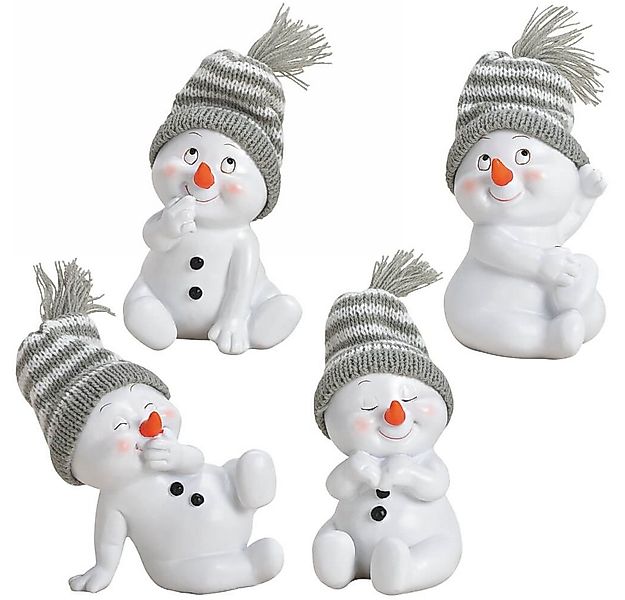 matches21 HOME & HOBBY Dekofigur Schneemann Figuren 4er graue Mützen 11cm ( günstig online kaufen