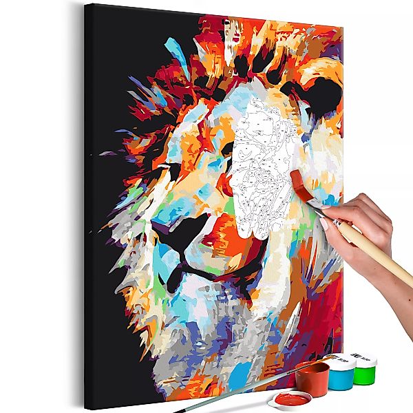 Malen Nach Zahlen - Portrait Of A Colourful Lion günstig online kaufen