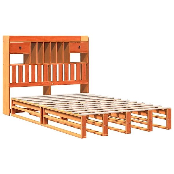 vidaXL Massivholzbett mit Regal ohne Matratze Wachsbraun 135x190 cm 3323985 günstig online kaufen